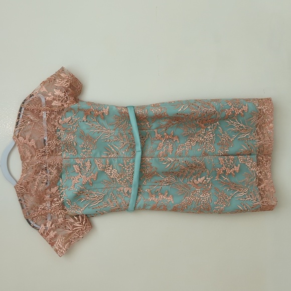 Beautiful ilona Aqua And Blush Lace Dress - Picture 2 of 4